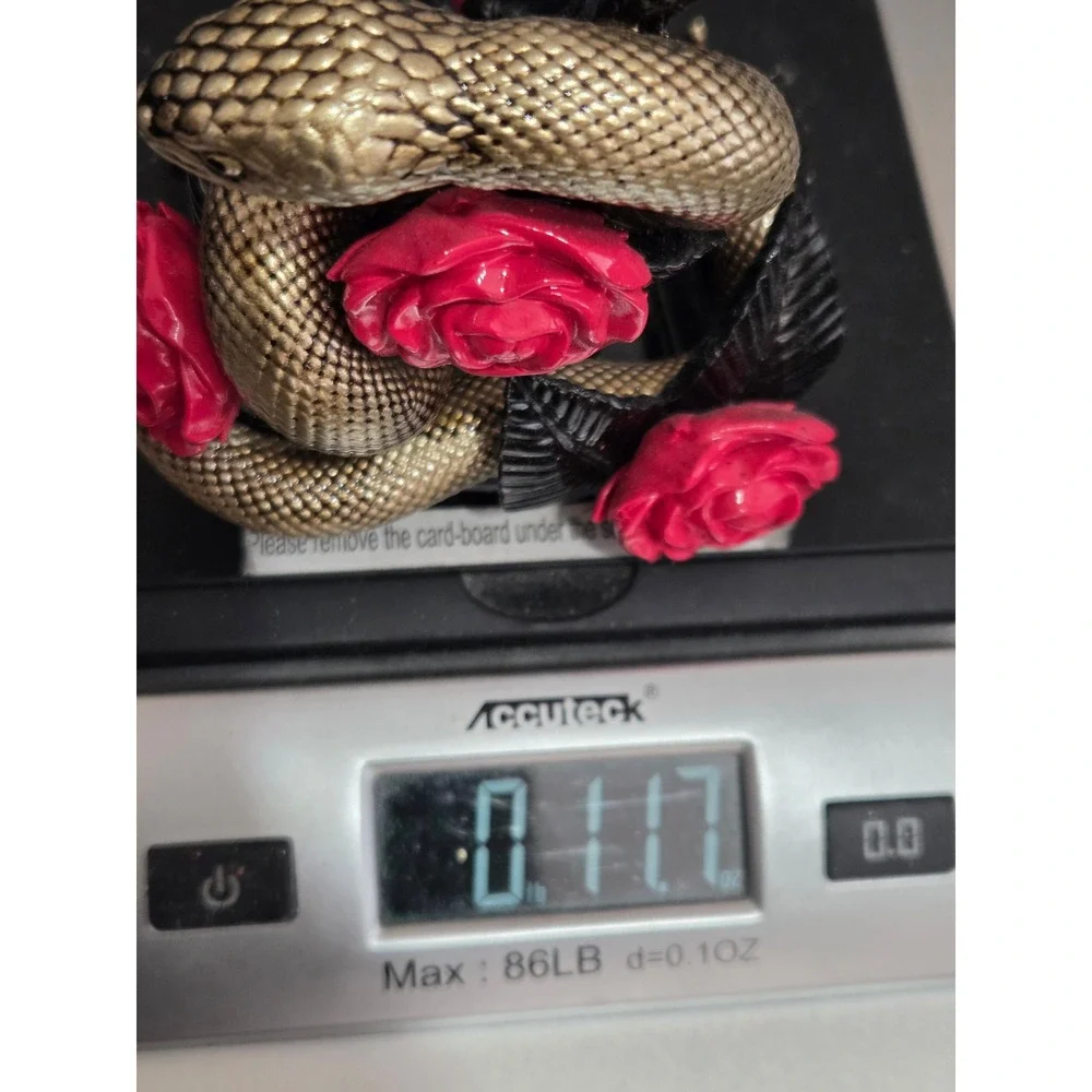 Bath & Body Works Snake and Roses Foaming Soap Holder Gold Serpent Red Flowers